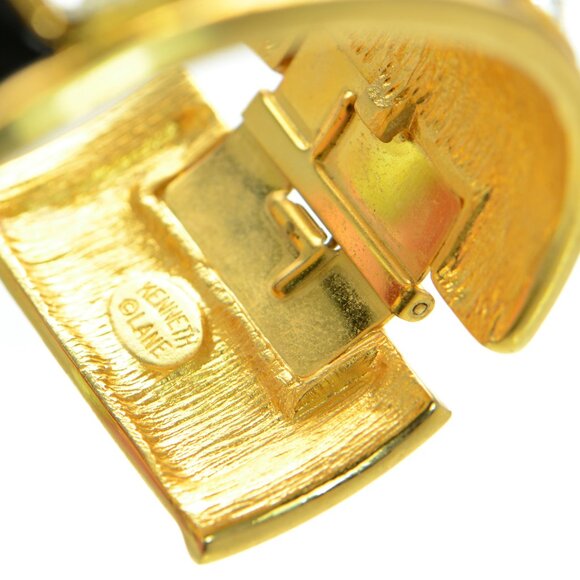 Kenneth Jay Lane KJL Black Enamel Crystal Bracelet - Picture 4 of 6